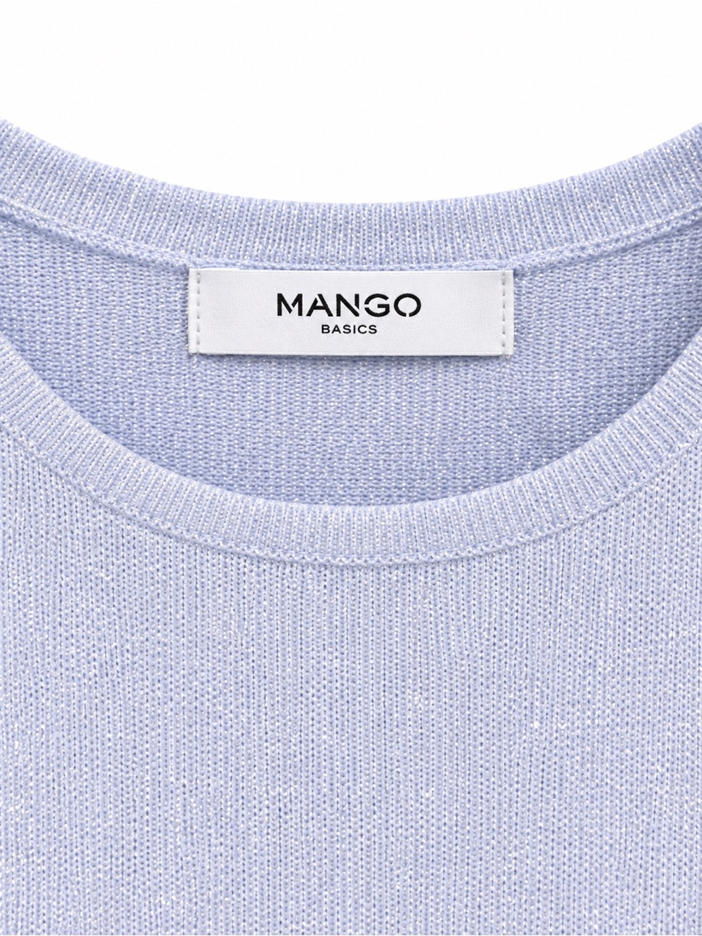 MANGO Sparkle Puff Sleeve Balloon Sparkle Criss-Cross back NWOT Periwinkle - Picture 10 of 10
